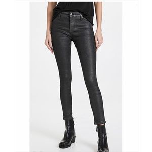 Last price drop! AG Farrah Skinny High Rise Stretch Jeans Coated Lightweight Blk